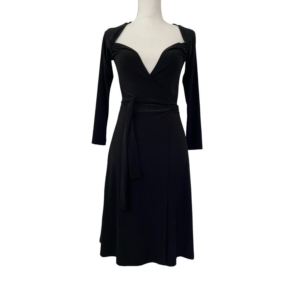 Norma Kamali Sweetheart Jersey Wrap Mini Dress Size XS Black‎ Capsule Office LBD